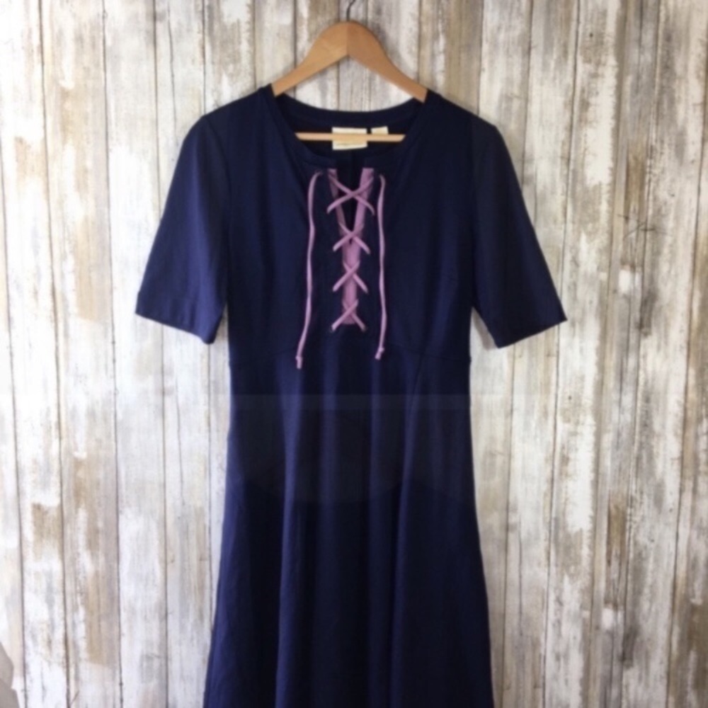 Anthropologie Maeve Navy Tie Dress - Picture 4 of 8